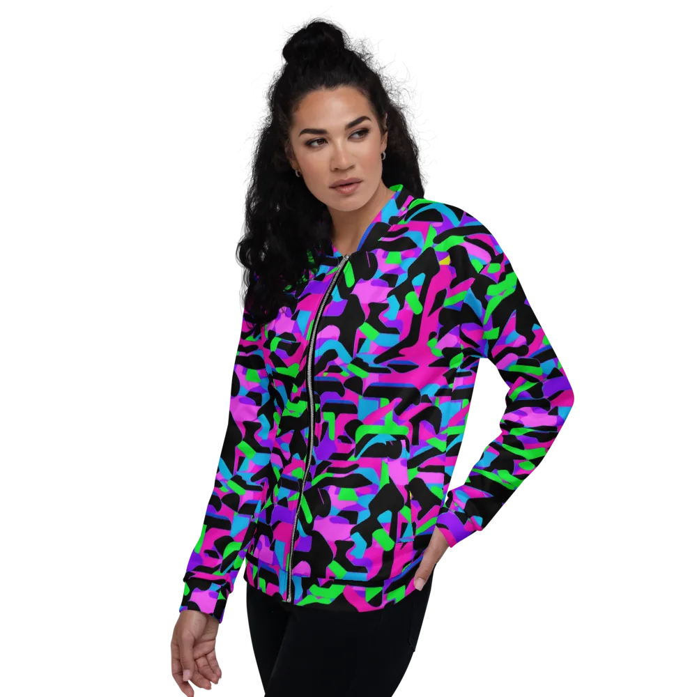 Neon Ink Drift on Bomber Jacket — Left