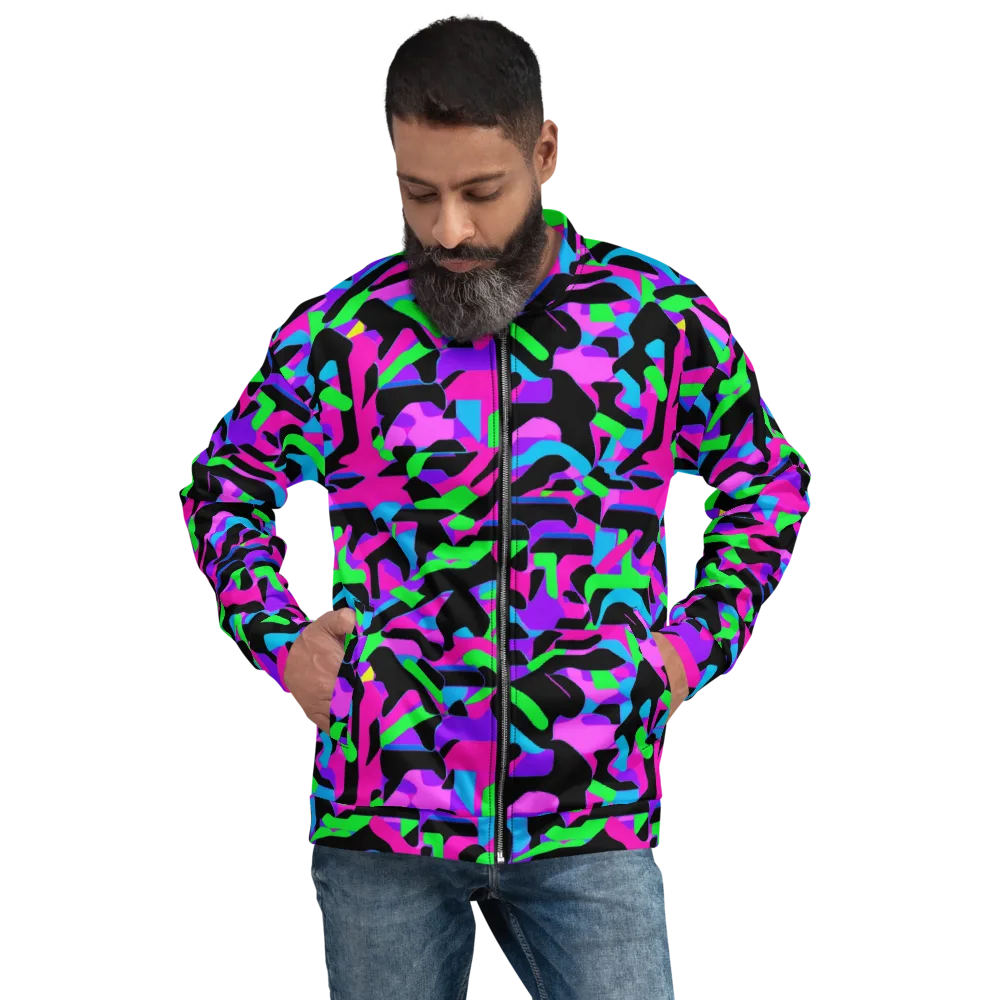 Neon Ink Drift on Bomber Jacket — Front