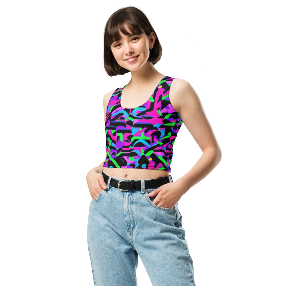 Neon Ink Drift on Crop Top — Front