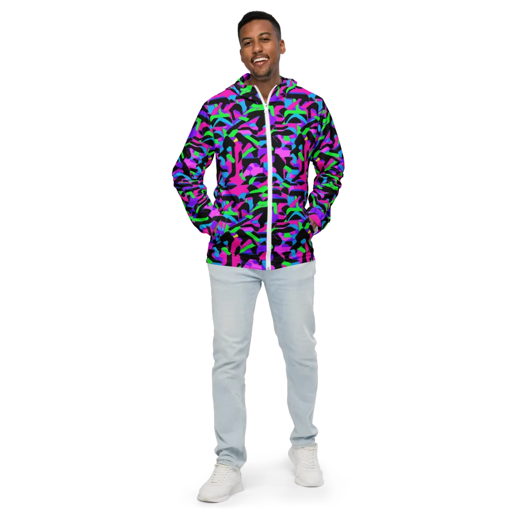 Neon Ink Drift on Men's Windbreaker — Front