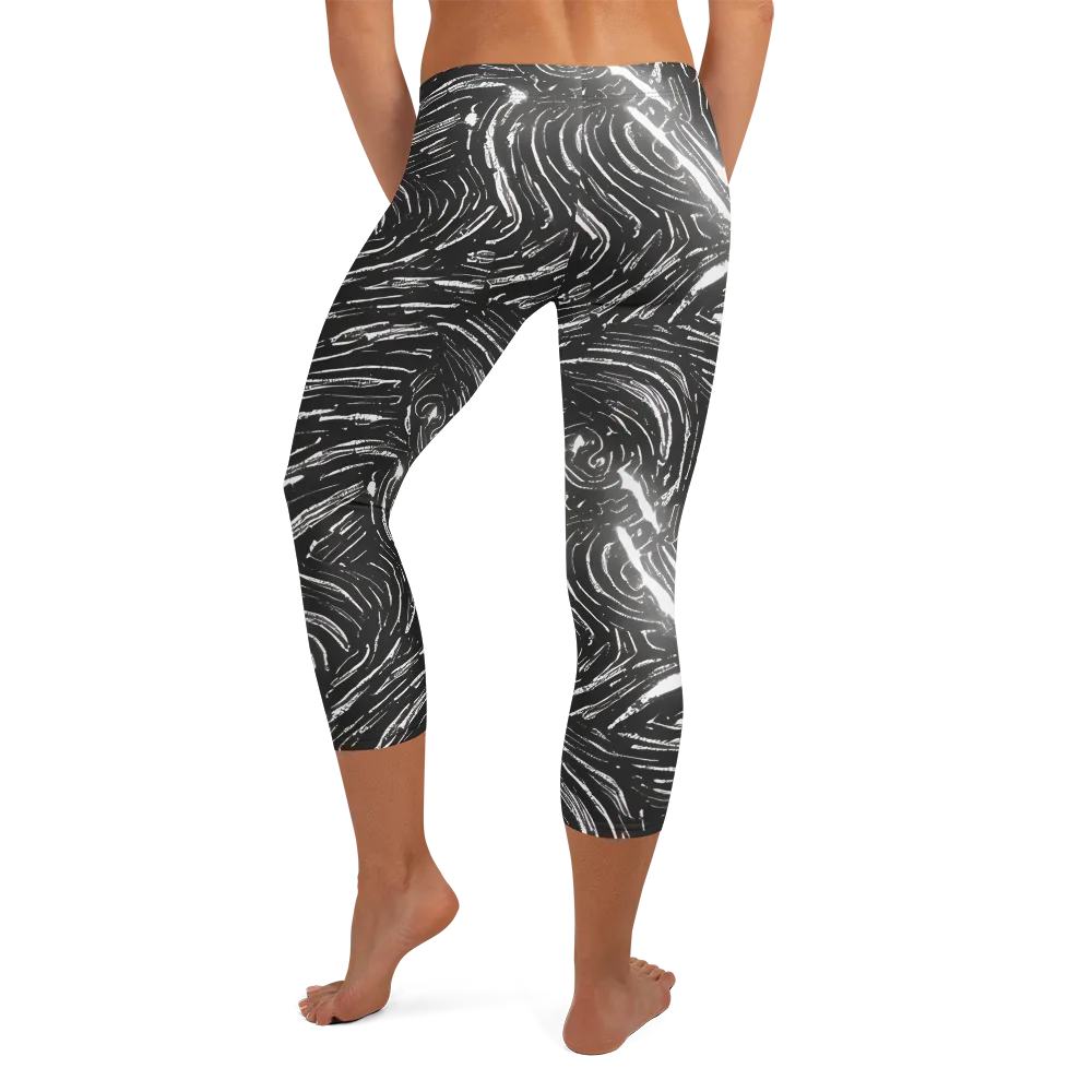 Silver Swirl on Capri Leggings — Back