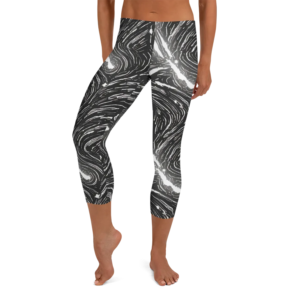 Silver Swirl on Capri Leggings — Front