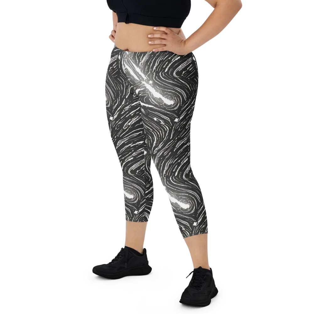Silver Swirl on Capri Leggings — Front