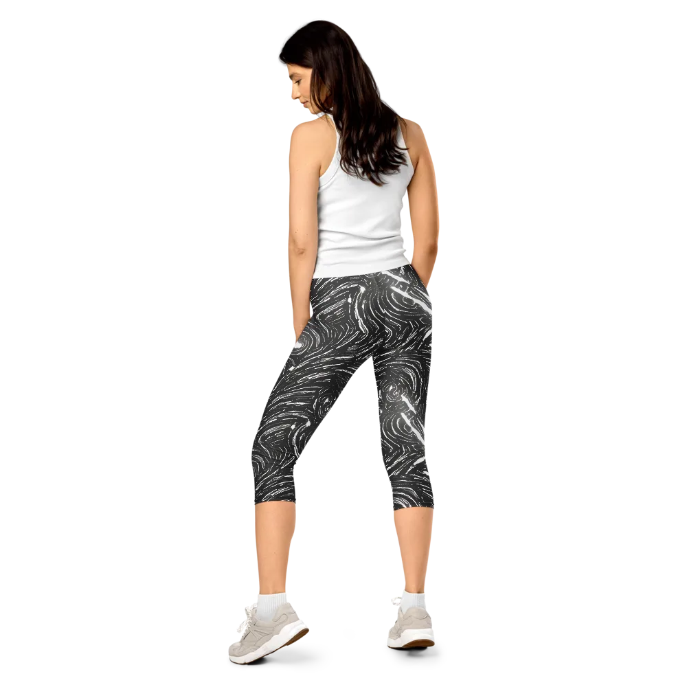 Silver Swirl on Capri Leggings — Back