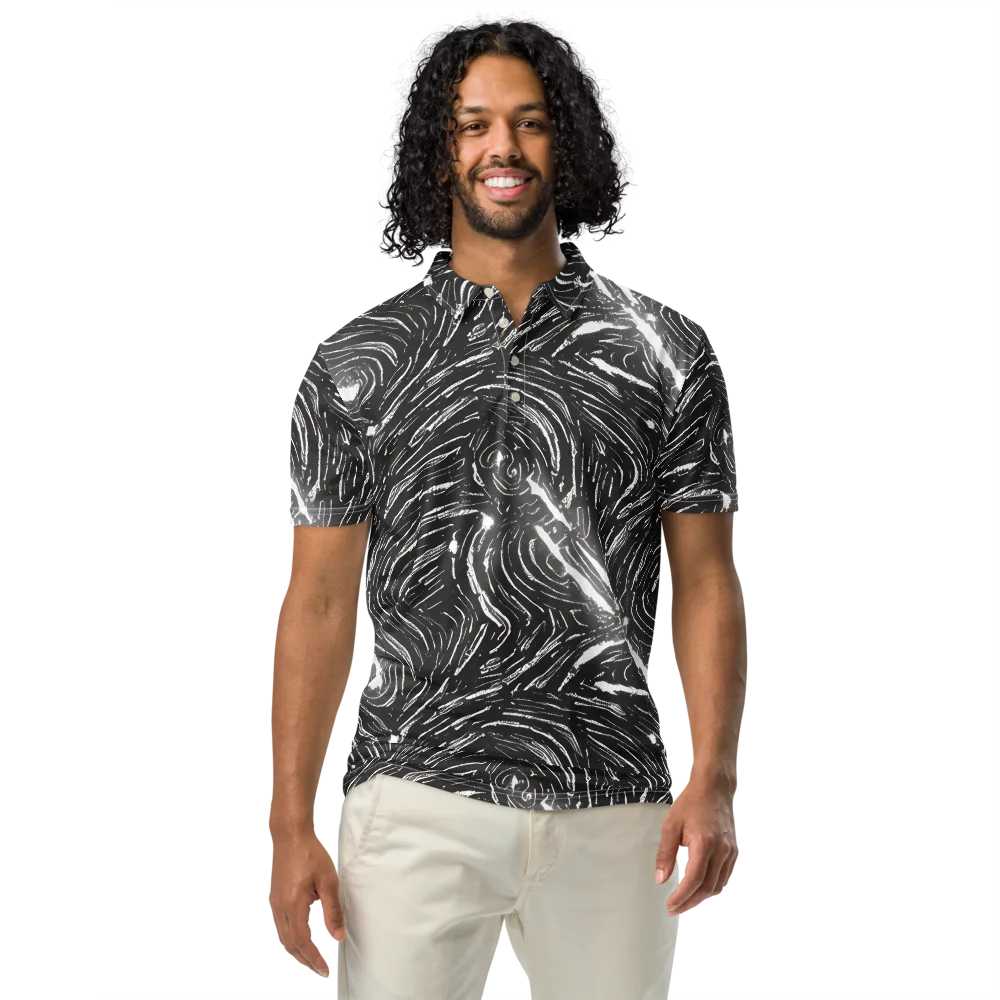 Silver Swirl on Men's Slim Fit Polo Shirt — Front