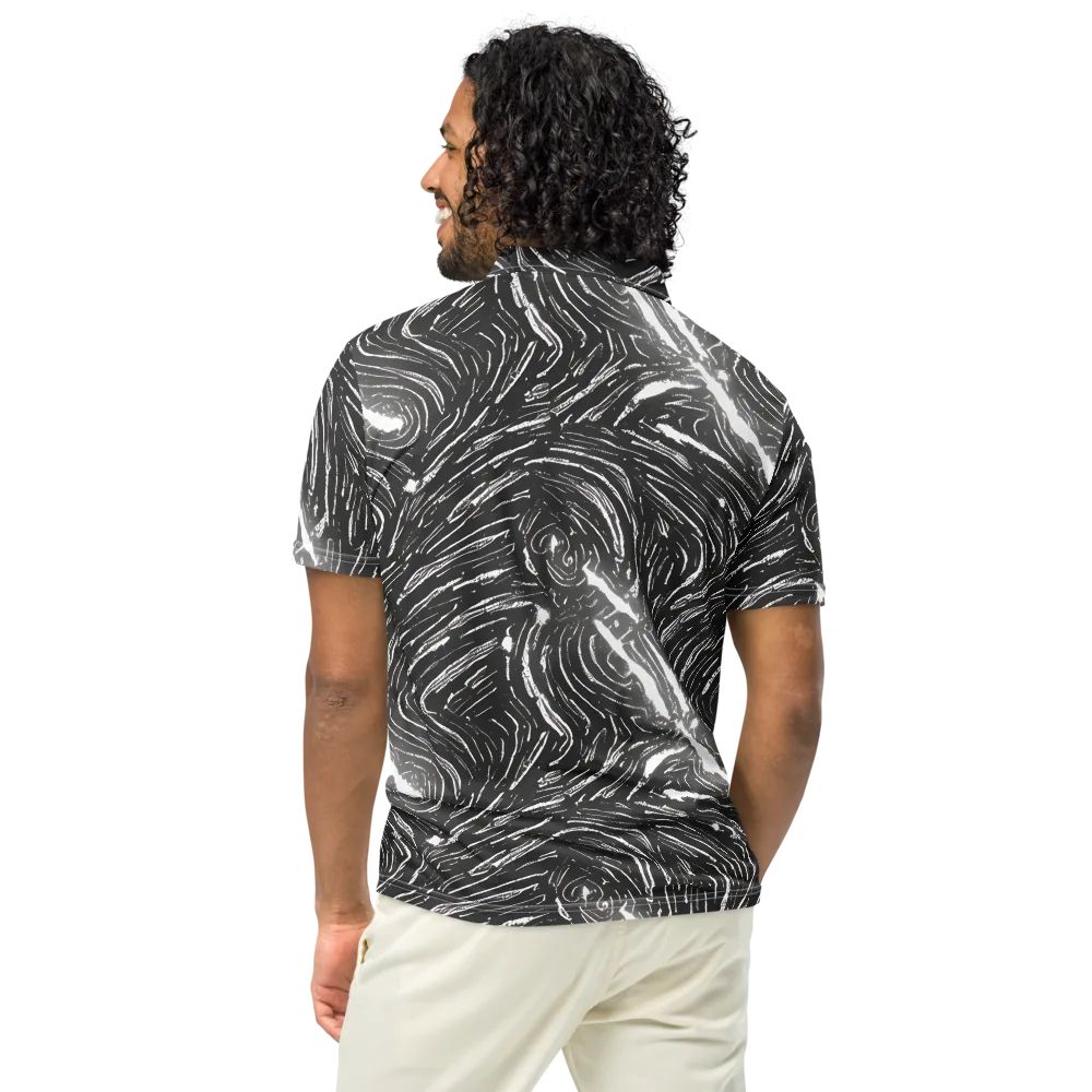 Silver Swirl on Men's Slim Fit Polo Shirt — Back
