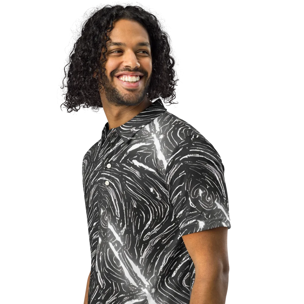 Silver Swirl on Men's Slim Fit Polo Shirt — Left Front