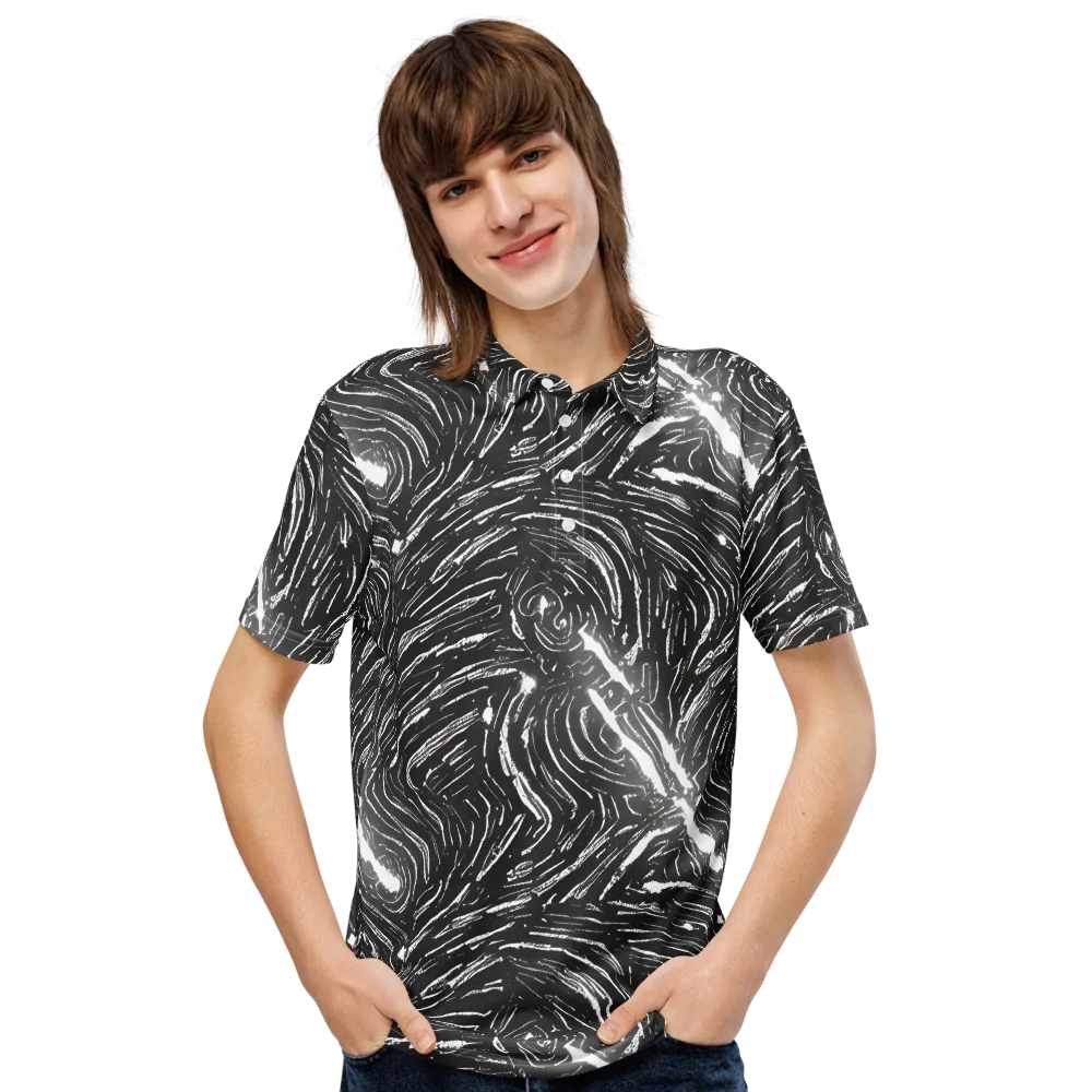 Silver Swirl on Men's Slim Fit Polo Shirt — Front
