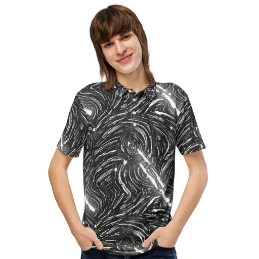 Silver Swirl on a Men's Slim Fit Polo Shirt