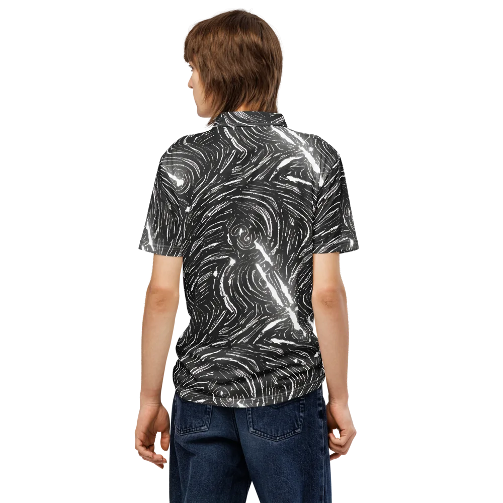 Silver Swirl on Men's Slim Fit Polo Shirt — Back