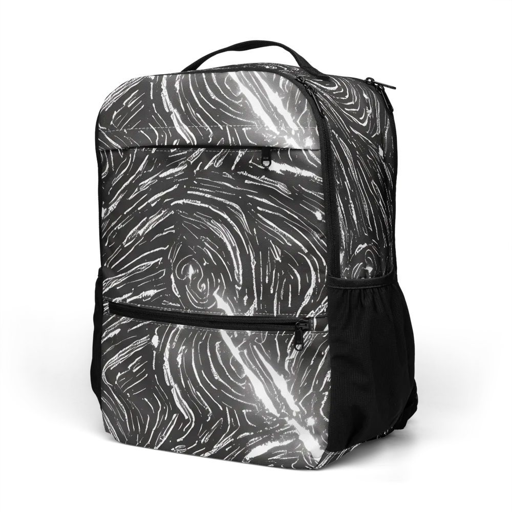 Silver Swirl on Utility Backpack — Left Front