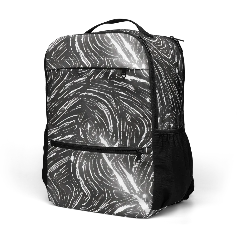 Silver Swirl on Utility Backpack — Left Front