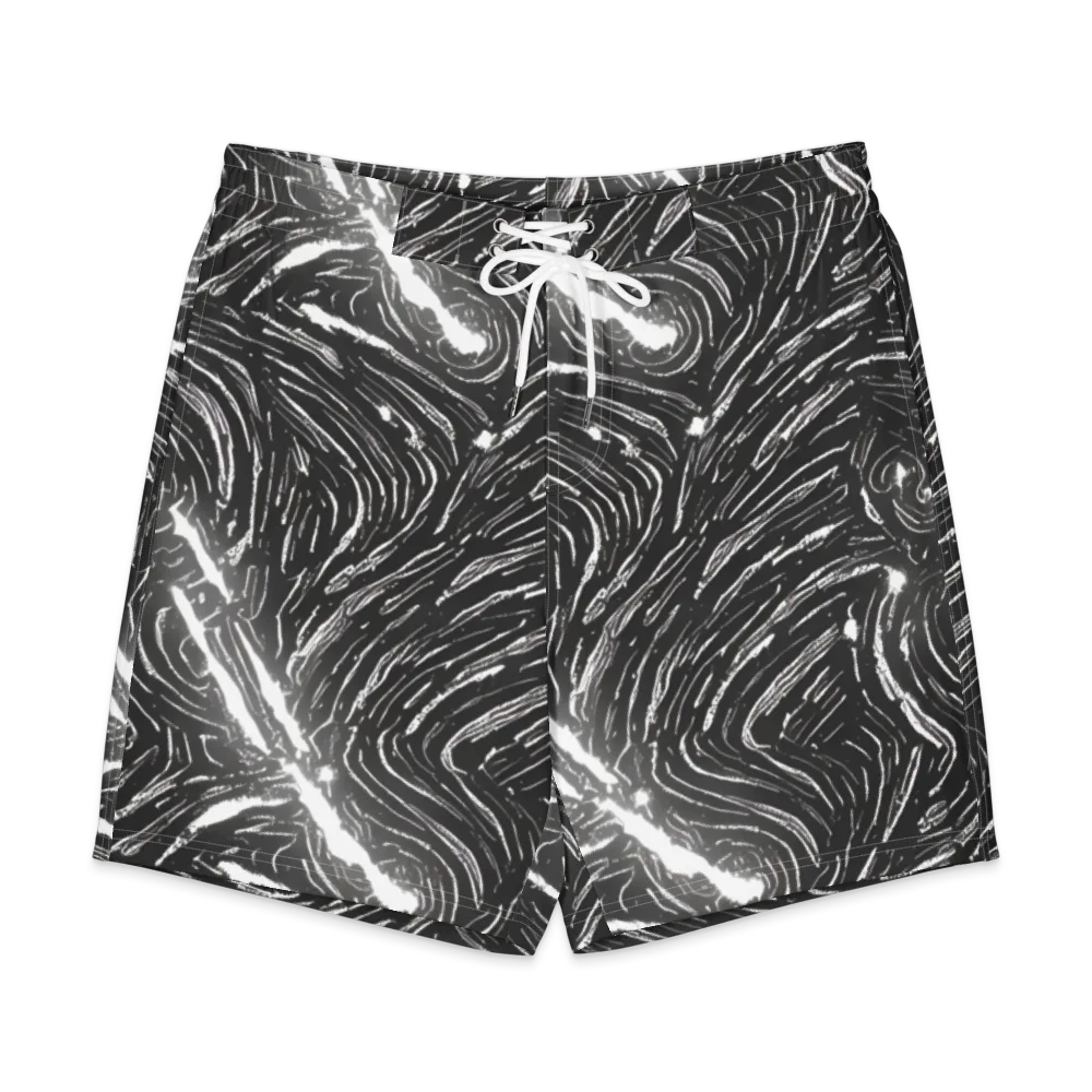 Silver Swirl on Men's Board Shorts — Front