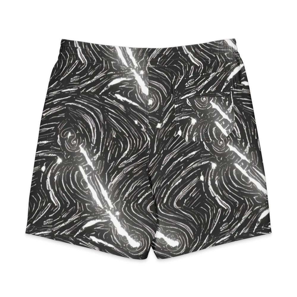 Silver Swirl on Men's Board Shorts — Back