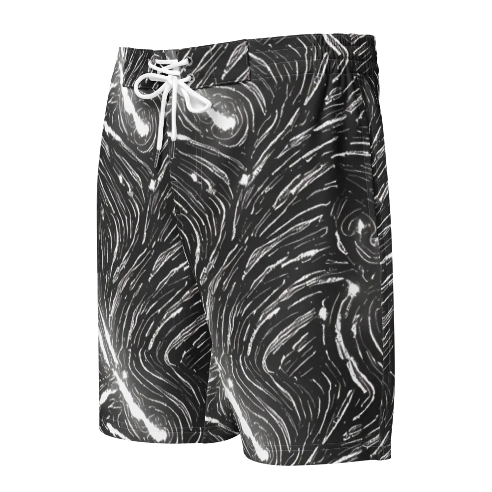 Silver Swirl on Men's Board Shorts — Front