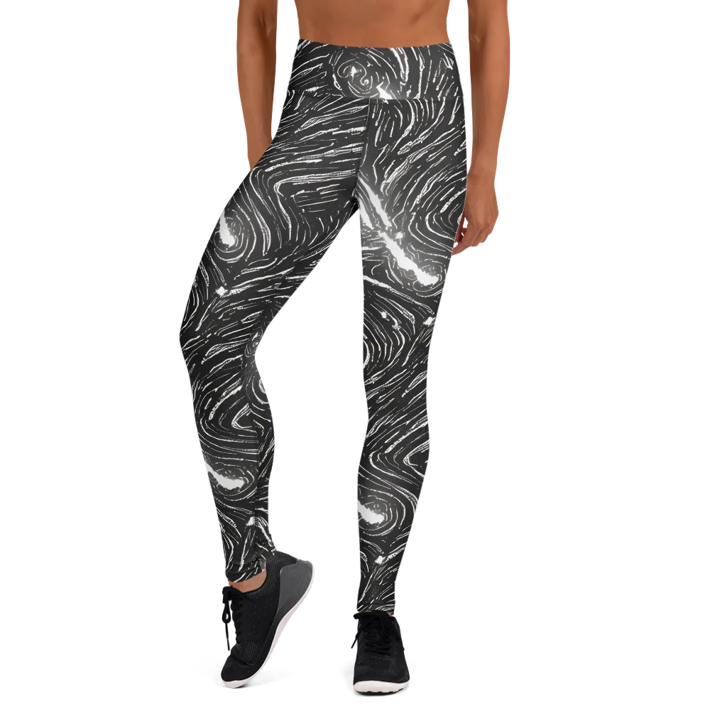 Silver Swirl on Yoga Leggings — Front