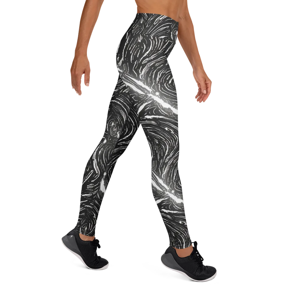 Silver Swirl on Yoga Leggings — Right