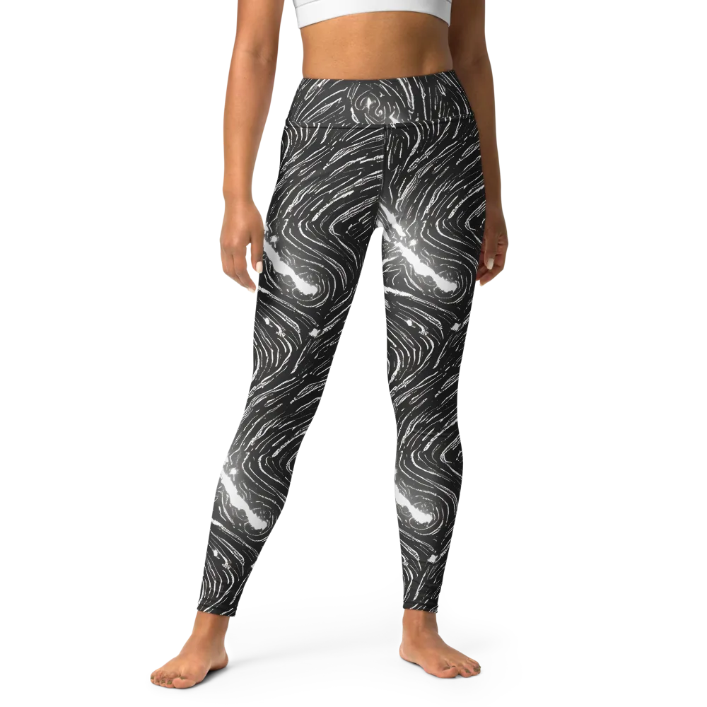 Silver Swirl on Yoga Leggings — Front