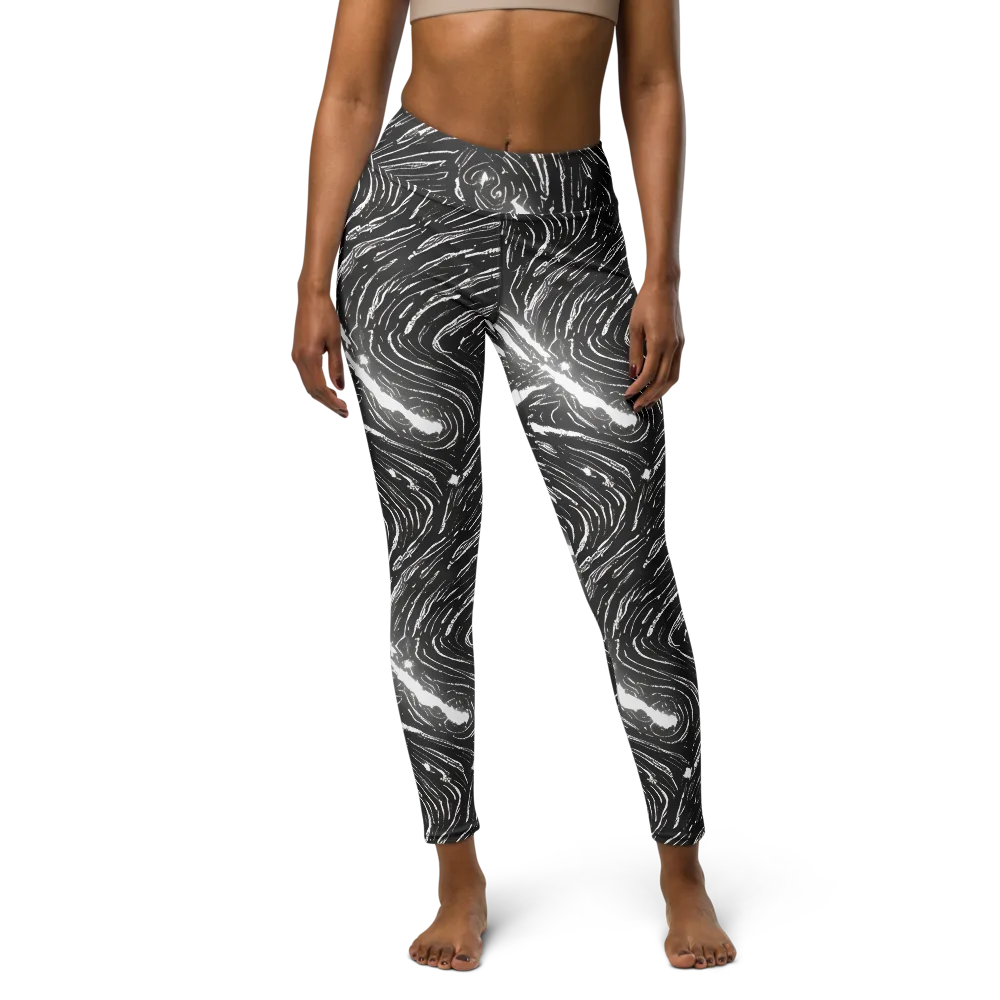 Silver Swirl on Yoga Leggings — Front