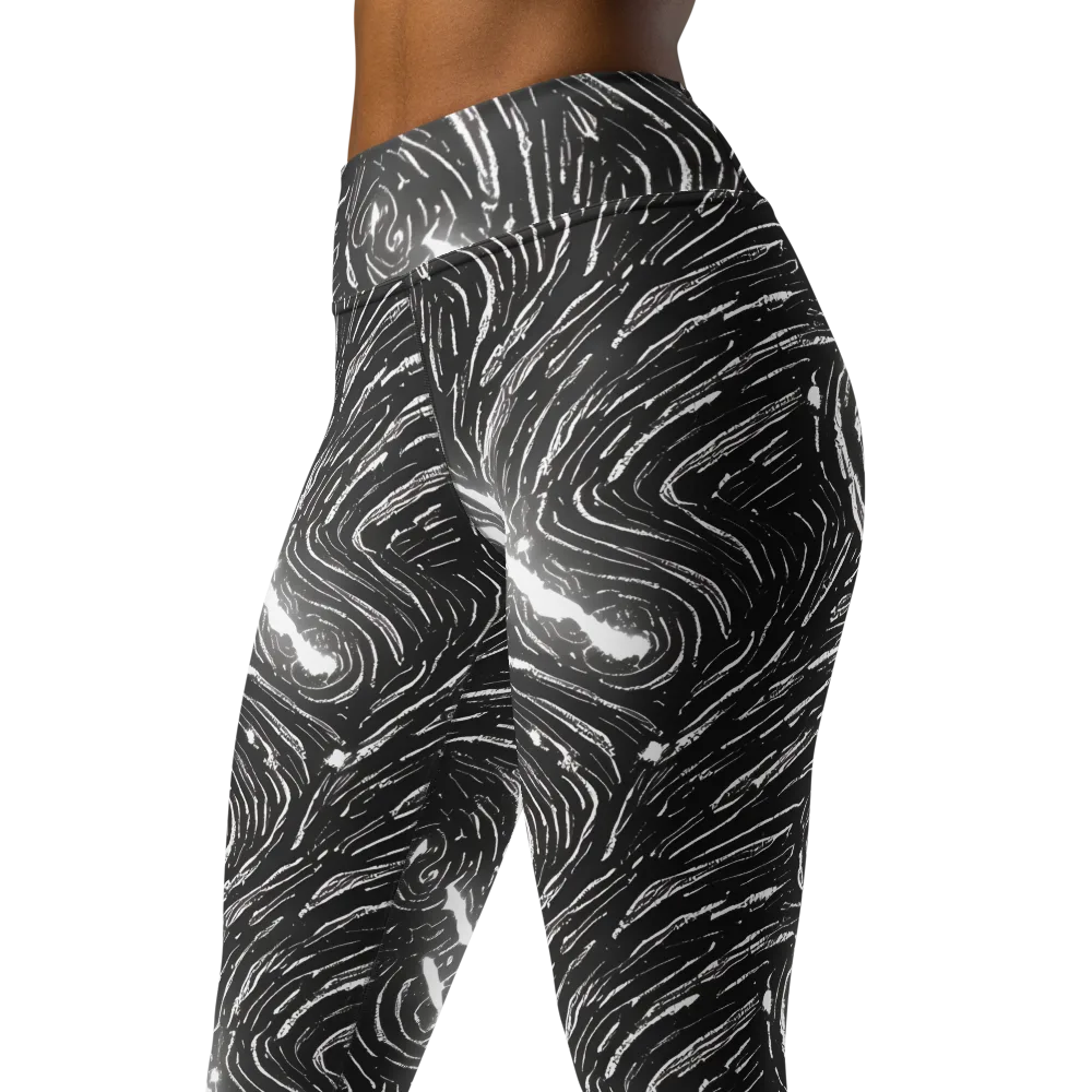 Silver Swirl on Yoga Leggings — Left Front