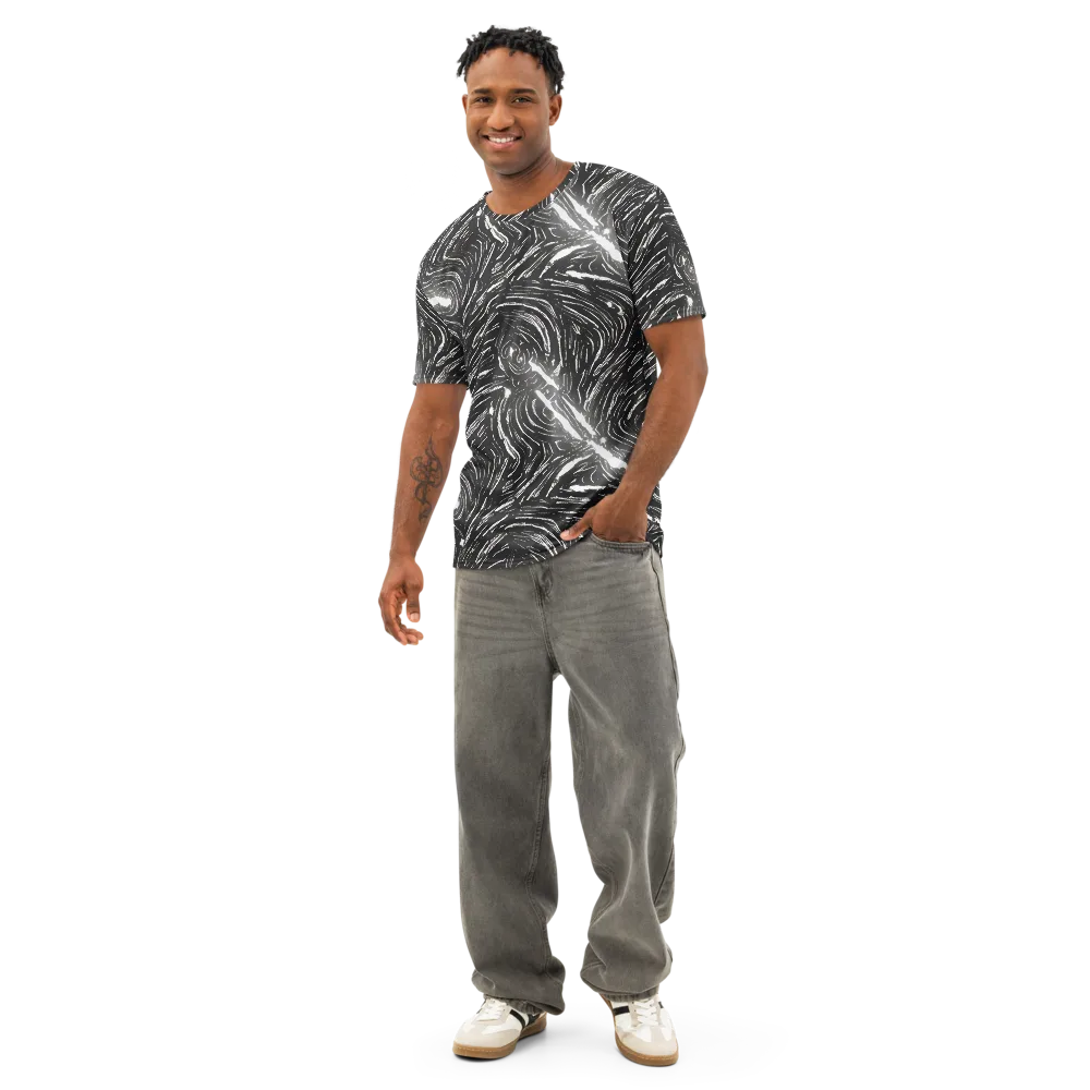 Silver Swirl on Men's Cotton Crew Neck T-Shirt — Front