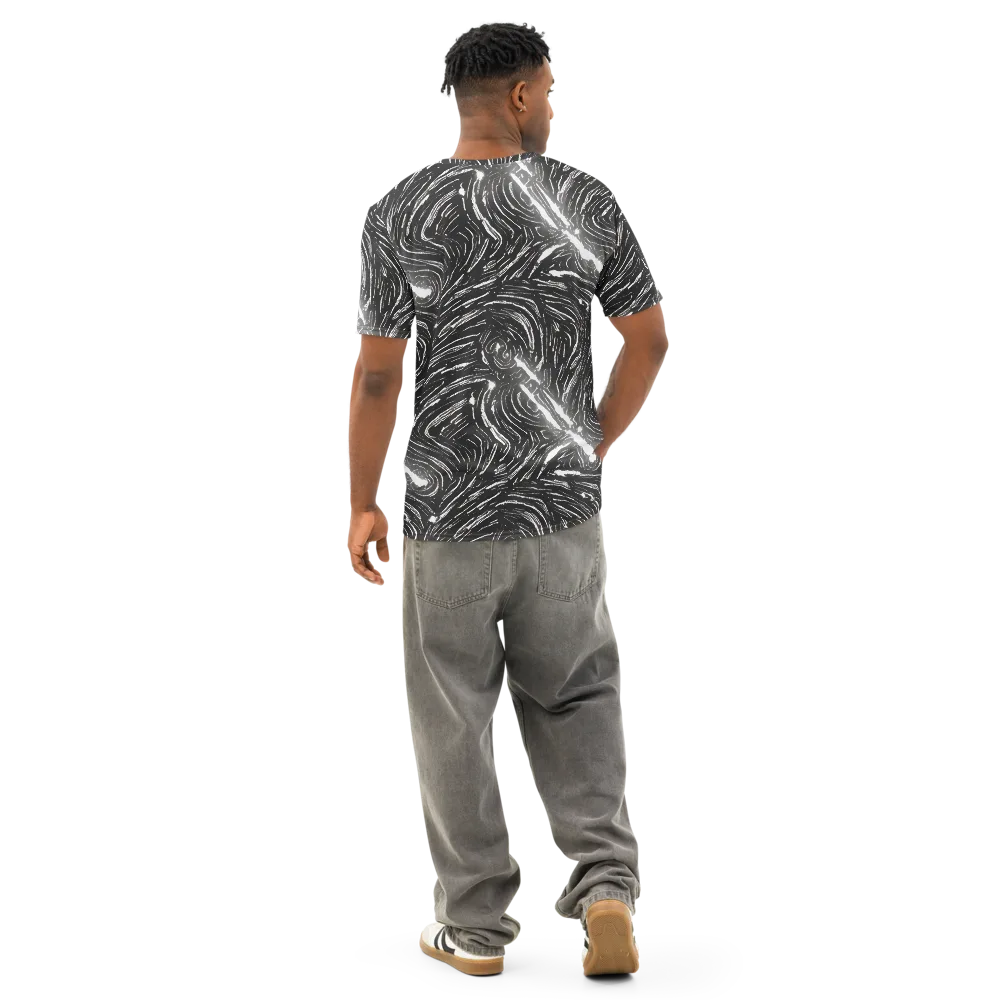 Silver Swirl on Men's Cotton Crew Neck T-Shirt — Back