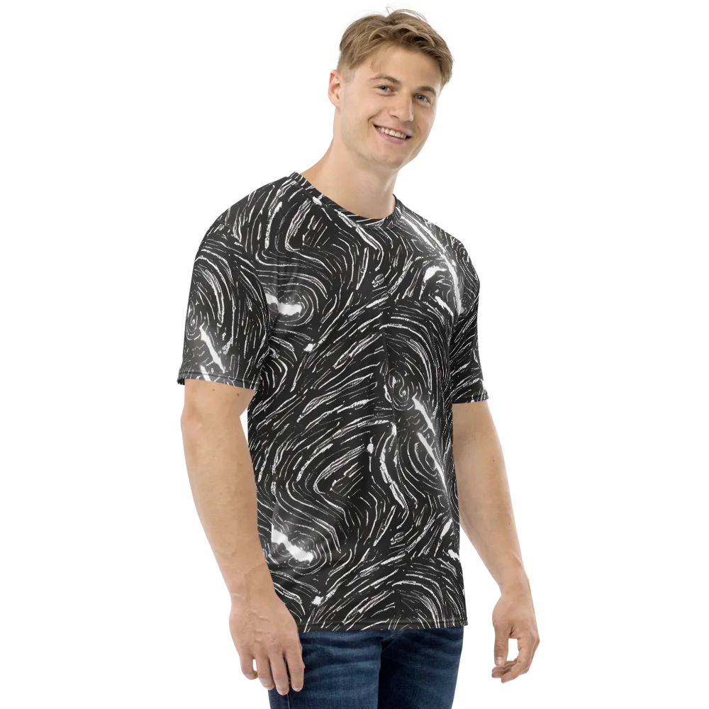 Silver Swirl on Men's Crew Neck T-Shirt — Right