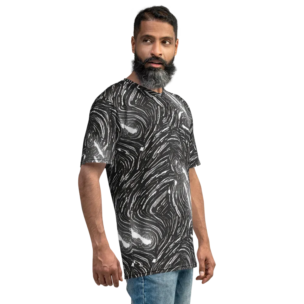 Silver Swirl on Men's Crew Neck T-Shirt — Right