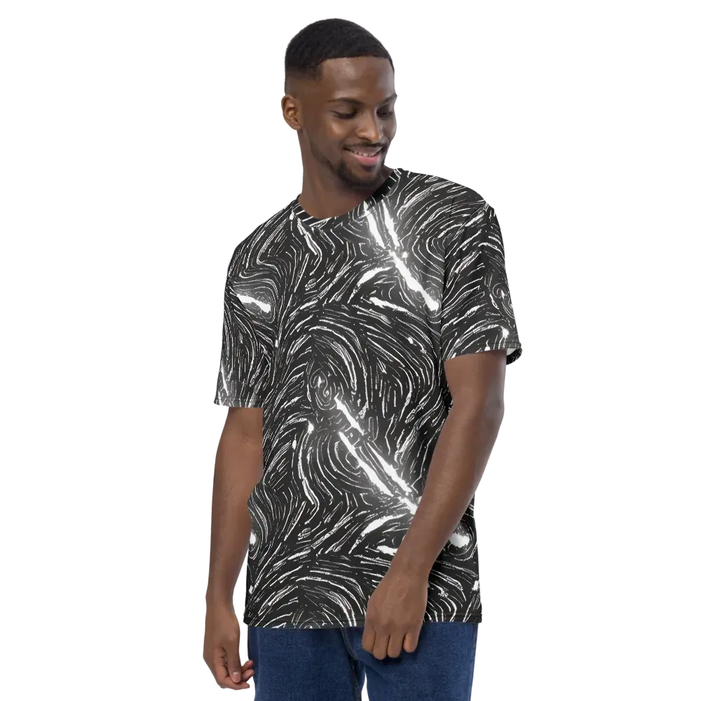 Silver Swirl on Men's Crew Neck T-Shirt — Left