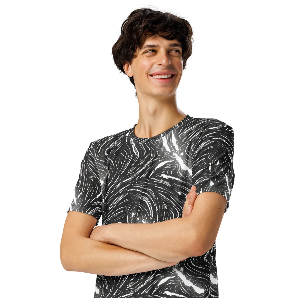 Silver Swirl on Men's Crew Neck T-Shirt — Left Front