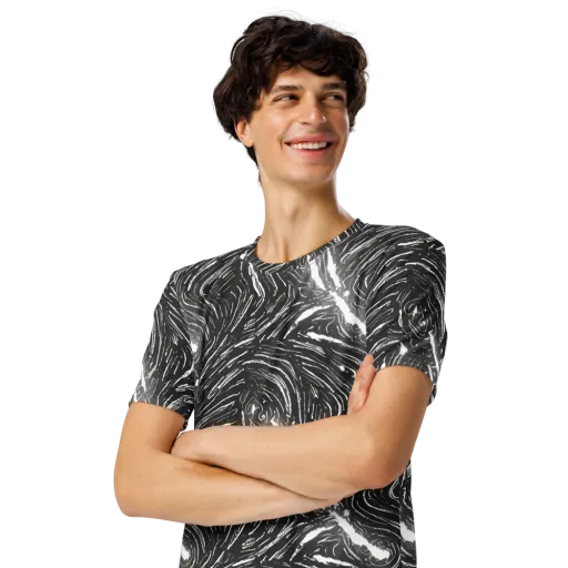 Silver Swirl on a Men's Crew Neck T-Shirt