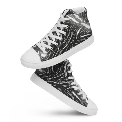 Silver Swirl on a Men's High Top Canvas Shoes