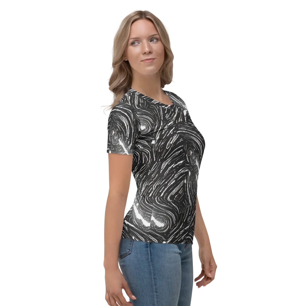 Silver Swirl on Women's Crew Neck T-Shirt — Right