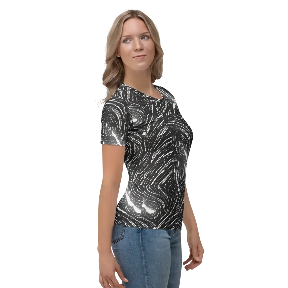 Silver Swirl on Women's Crew Neck T-Shirt — Right