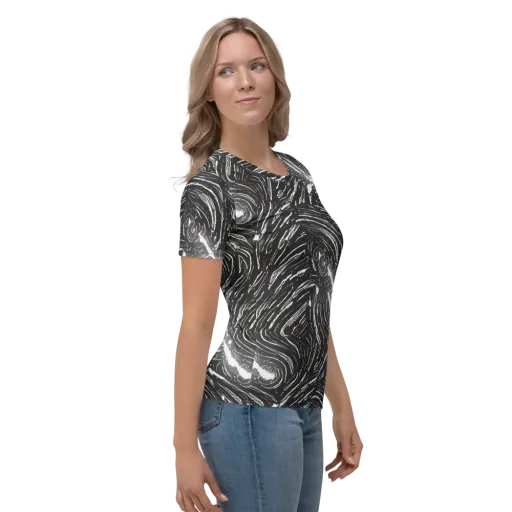 Silver Swirl on a Women's Crew Neck T-Shirt