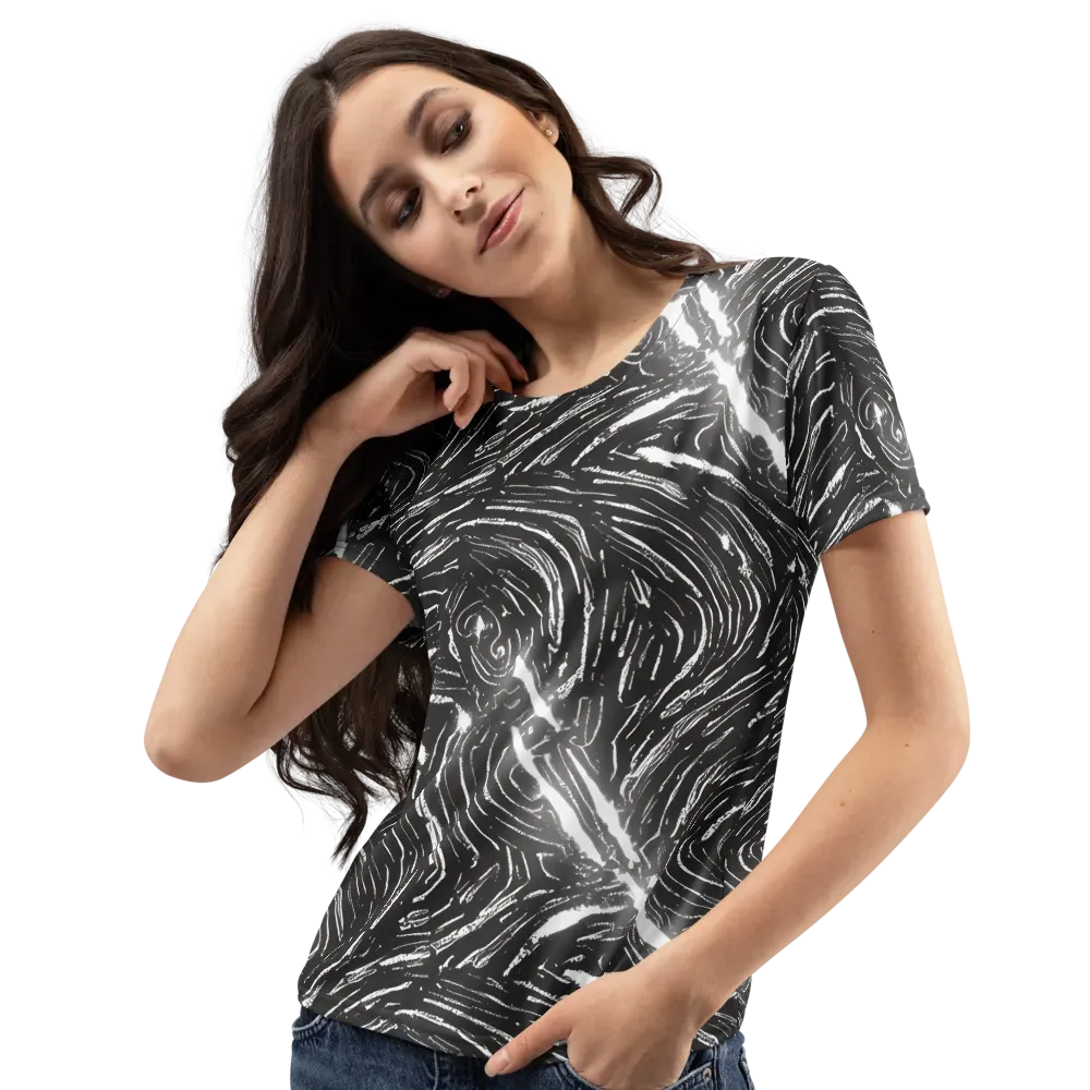 Silver Swirl on Women's Crew Neck T-Shirt — Left Front