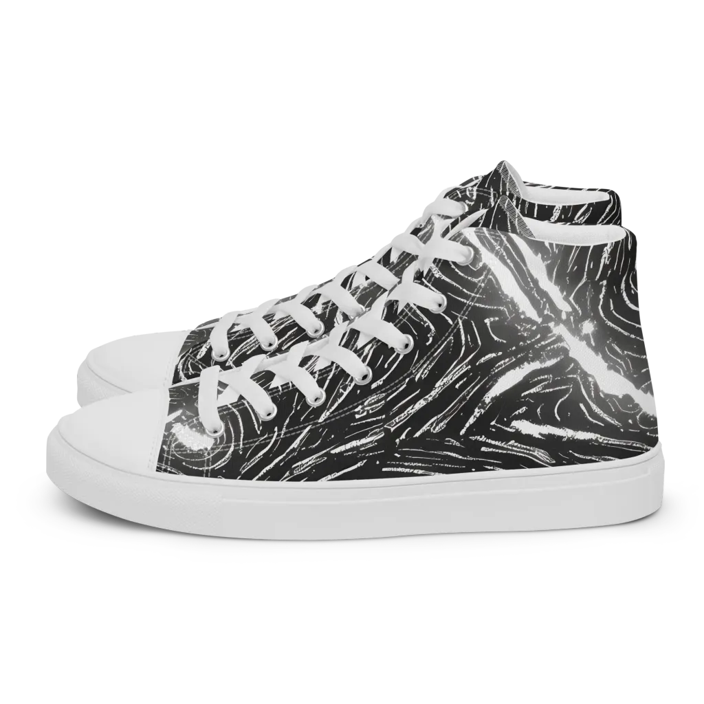 Silver Swirl on Women's High Top Canvas Shoes — Left