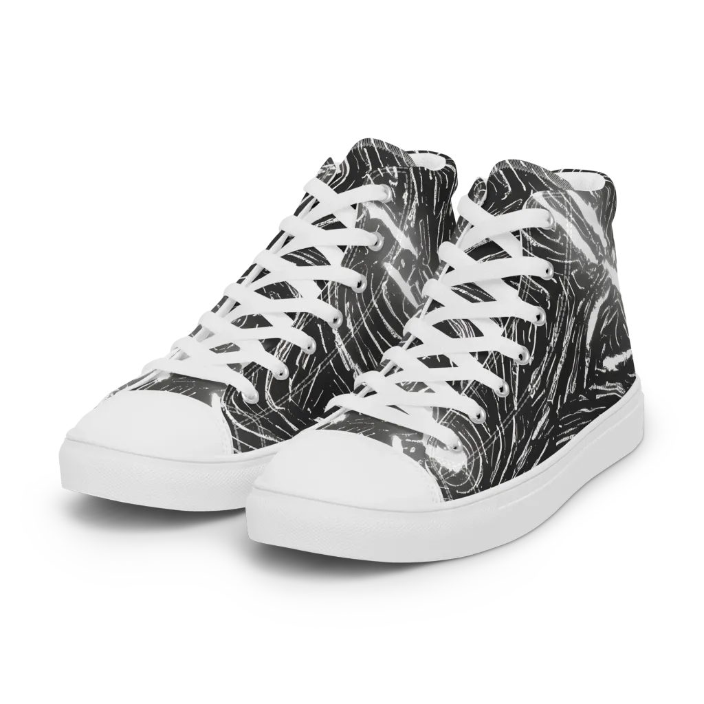 Silver Swirl on Women's High Top Canvas Shoes — Left Front