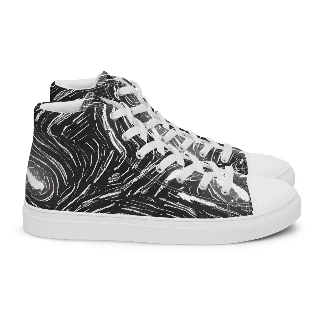 Silver Swirl on Women's High Top Canvas Shoes — Right
