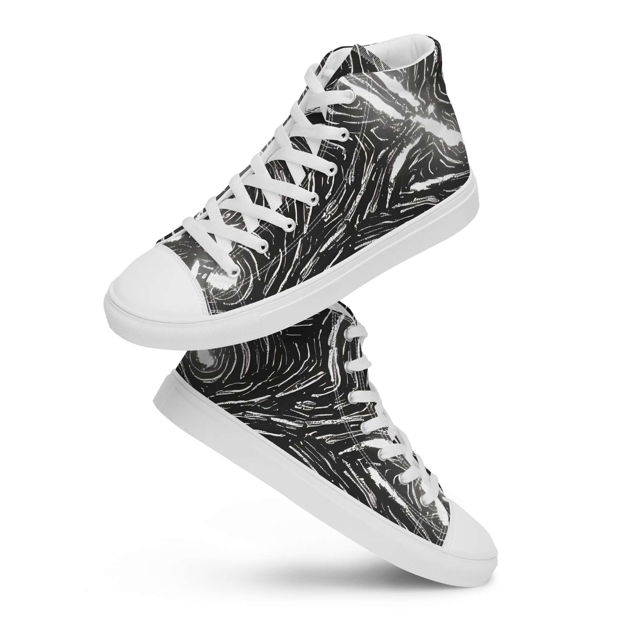 Silver Swirl on Women's High Top Canvas Shoes — Front