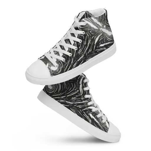 Silver Swirl on a Women's High Top Canvas Shoes