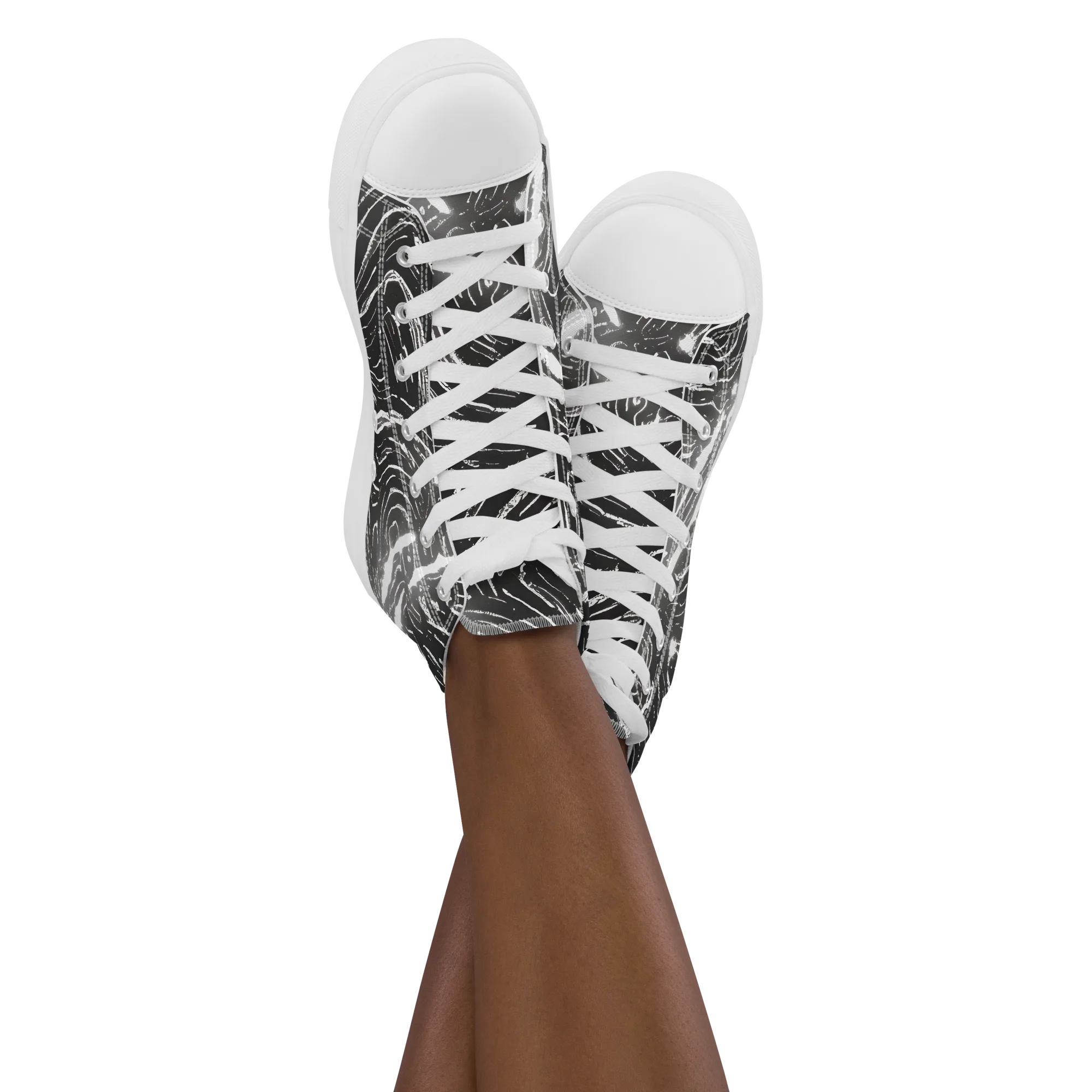 Silver Swirl on Women's High Top Canvas Shoes — Front