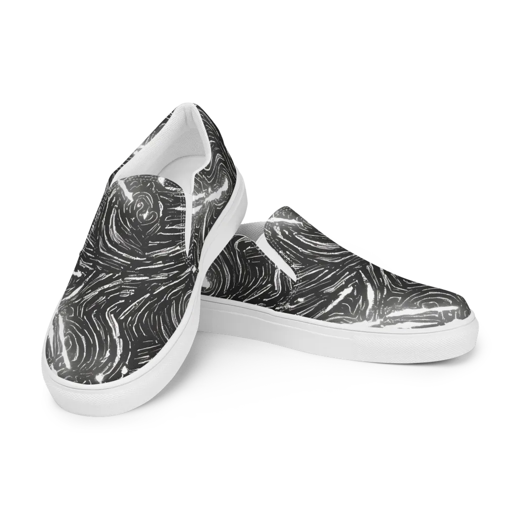 Silver Swirl on Men's Slip-On Canvas Shoes — Left Front