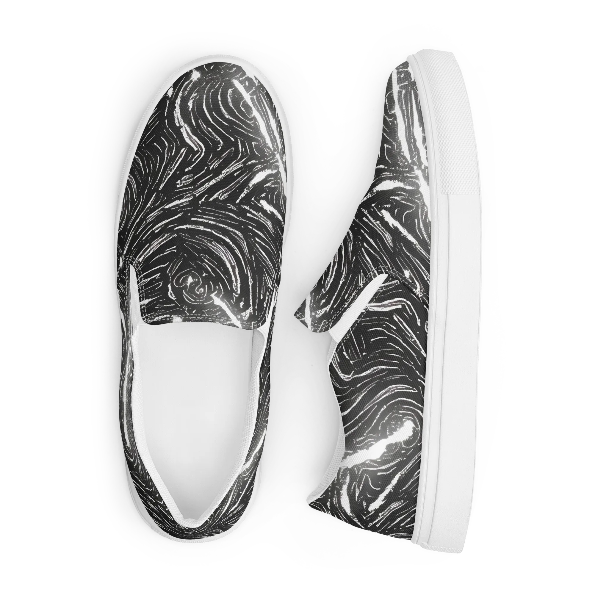 Silver Swirl on Men's Slip-On Canvas Shoes — Front