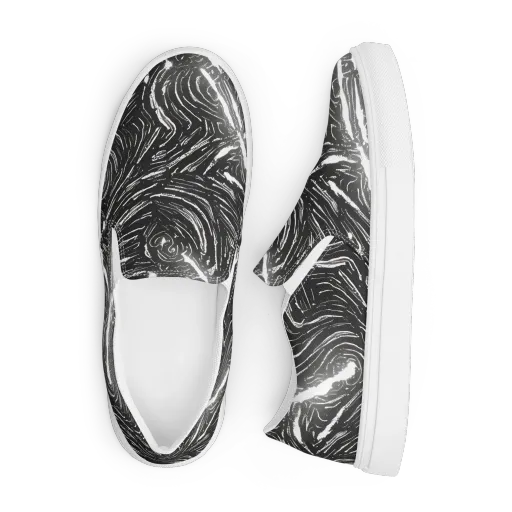 Silver Swirl on a Men's Slip-On Canvas Shoes