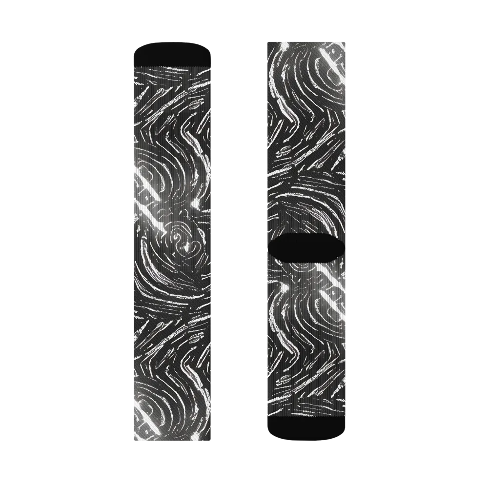 Silver Swirl on Socks — Left Sock