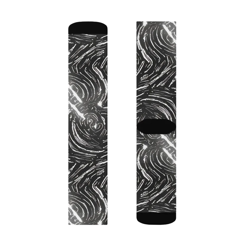 Silver Swirl on Socks — Right Sock