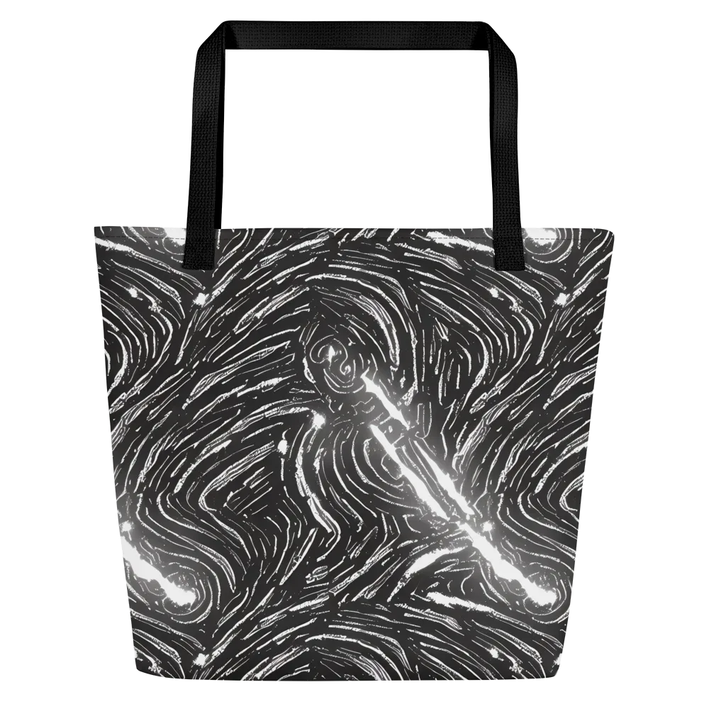 Silver Swirl on Large Tote Bag W/ Pocket — Front