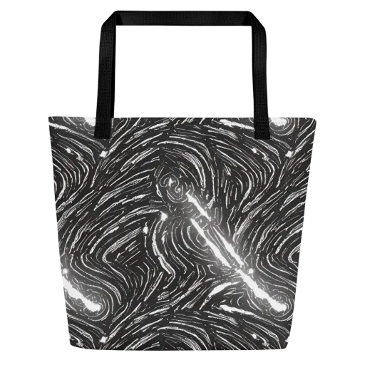Silver Swirl on a Large Tote Bag W/ Pocket