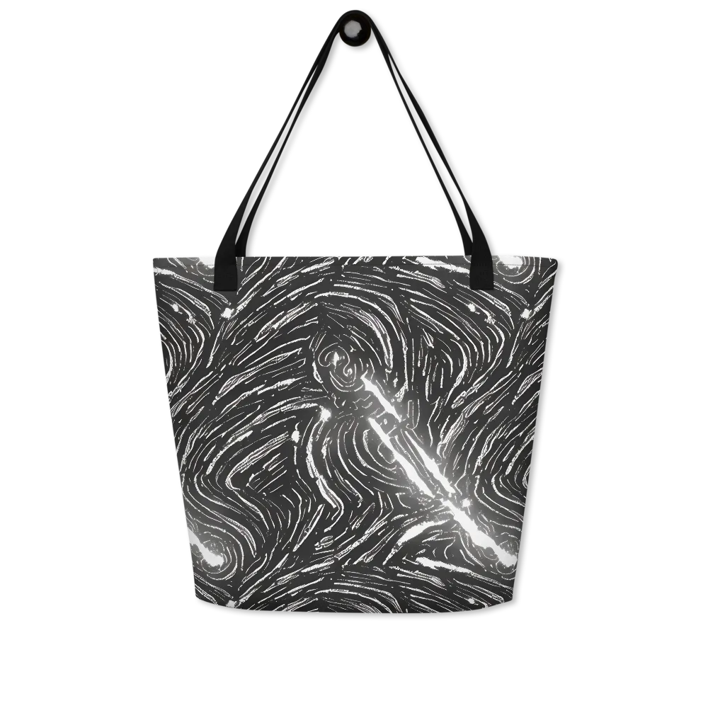 Silver Swirl on Large Tote Bag W/ Pocket — Front